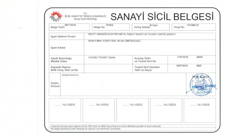 SANAYİ SİCİL